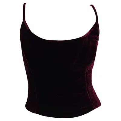 Pre-owned Gianfranco Ferre 2000s Gianfranco Ferré Deep Burgundy Velvet Cami Style Tank Top 44fr In Red