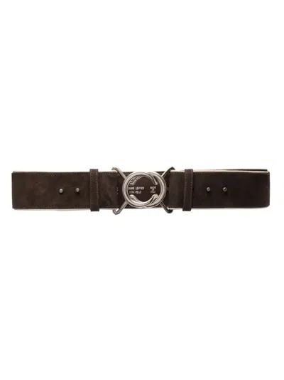 Pre-owned Gianfranco Ferre 2000s Hook-fastening Suede Belt In Brown