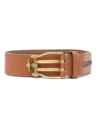 Pre-owned Gianfranco Ferre 2000s Logo-plaque Leather Belt In Brown