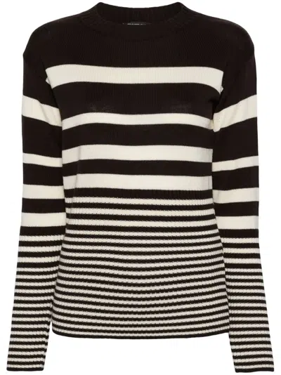 Pre-owned Gianfranco Ferre 2000s Striped Virgin Wool Jumper In 褐色