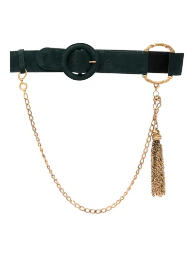 Pre-owned Gianfranco Ferre 2000s Tassel-charm Suede Belt In Green