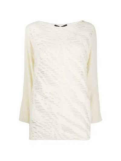 Pre-owned Gianfranco Ferre 2019 Patterned Long-sleeved Top In White