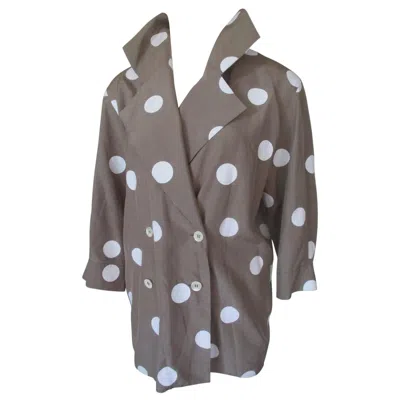 Pre-owned Gianfranco Ferre 80's Grand Polka Dot Silk Blouse/jacket In Gray