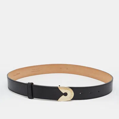 Pre-owned Gianfranco Ferre 85cm Waist Belt Black Leather