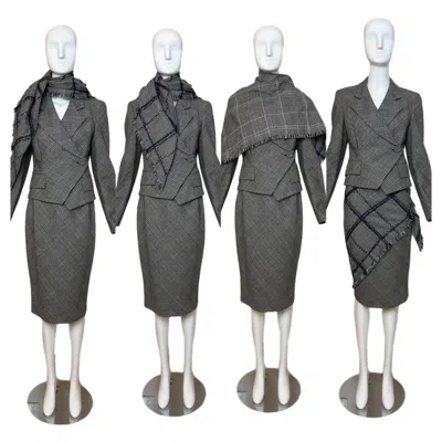Pre-owned Gianfranco Ferre 90's Vintage 3 Piece Skirt Suit Set Ensemble In Gray