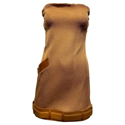 Pre-owned Gianfranco Ferre 90s  Light Brown Strapless Mini Cocktail Dress