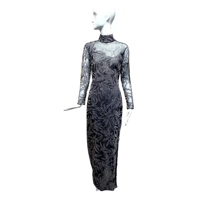 Pre-owned Gianfranco Ferre 90s  Sheer Metallic Grey Cocktail Dress In Gray