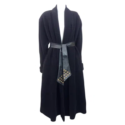 Pre-owned Gianfranco Ferre Alpaca Plush Swing Coat In Black