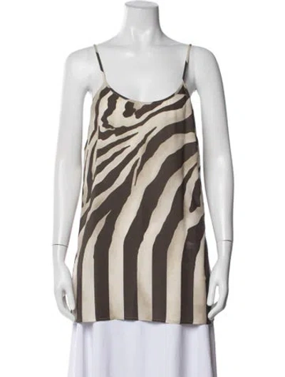 Pre-owned Gianfranco Ferre Animal Print Scoop Neck Top In Neutrals