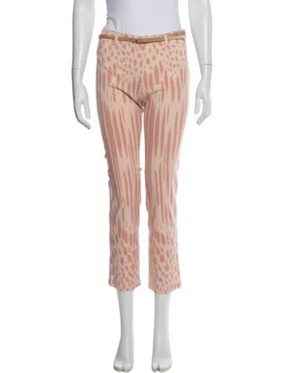 Pre-owned Gianfranco Ferre Animal Print Straight Leg Pants In Pink