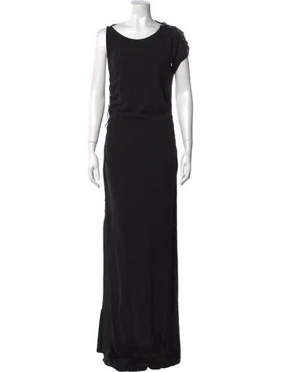 Pre-owned Gianfranco Ferre Asymmetrical Long Dress In Black