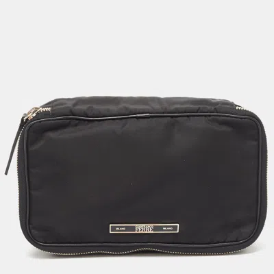 Pre-owned Gianfranco Ferre Black Canvas Zip Around Clutch