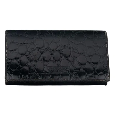 Pre-owned Gianfranco Ferre Gianfranco Ferré Black Crocodile Wallet - '70s