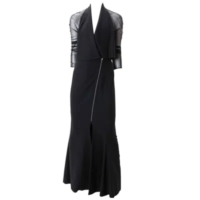 Pre-owned Gianfranco Ferre Gianfranco Ferré Black Gown With Sheer Sleeves, Ca. 1970