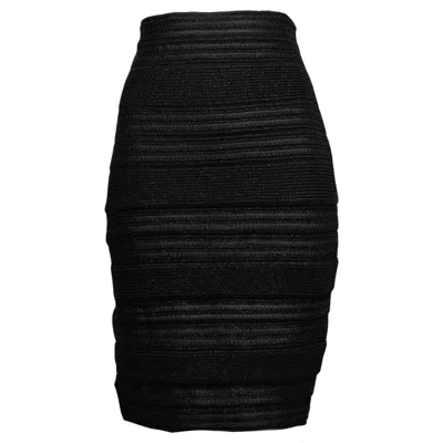 Pre-owned Gianfranco Ferre Black High Waist Striped Knit Skirt