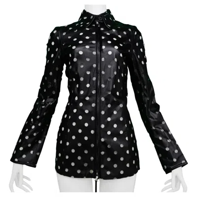Pre-owned Gianfranco Ferre Black Leather Cut-out Dot Jacket