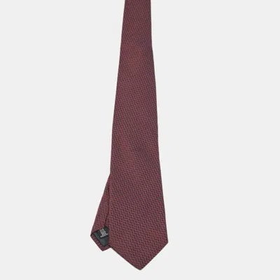 Pre-owned Gianfranco Ferre Gianfranco Ferré Black/pink Zig Zag Jacquard Silk Classic Tie