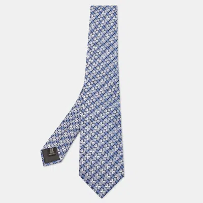 Pre-owned Gianfranco Ferre Blue Geometric Silk Jacquard Classic Tie