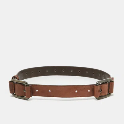 Pre-owned Gianfranco Ferre Brown Leather Adjustable Buckle Belt 70cm