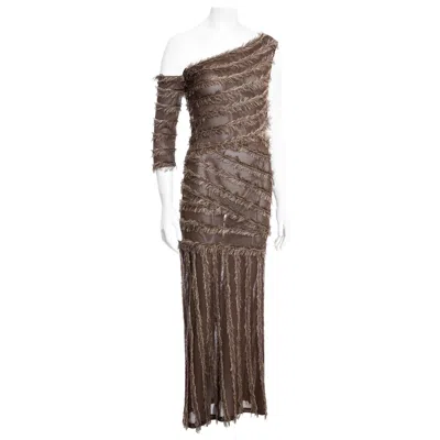 Pre-owned Gianfranco Ferre Brown Viscose Knit One-sleeve Dress, C. 1990s