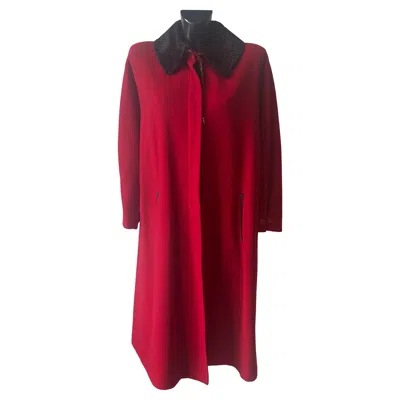 Pre-owned Gianfranco Ferre Cappotto Gianfranco Ferré Rosso In Lana Con Collo In Pelliccia – Anni '80 In Red