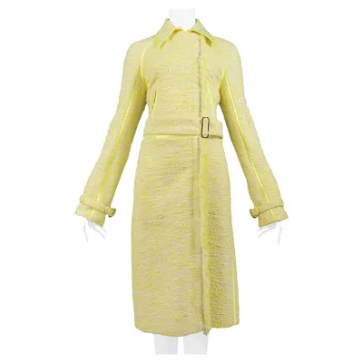 Pre-owned Gianfranco Ferre Citron Yellow Boucle Belted Coat 2004