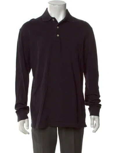 Pre-owned Gianfranco Ferre Collar Long Sleeve Polo Shirt In Black
