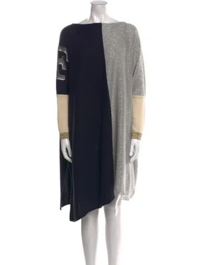 Pre-owned Gianfranco Ferre Colorblock Pattern Knee-length Dress In Blue
