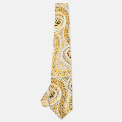Pre-owned Gianfranco Ferre Cream Paisley Print Silk Classic Tie