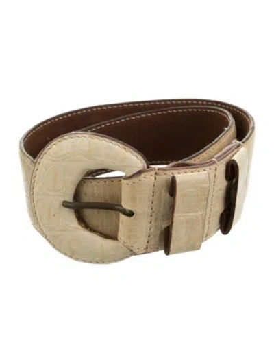 Pre-owned Gianfranco Ferre Crocodile Waist Belt In Neutrals