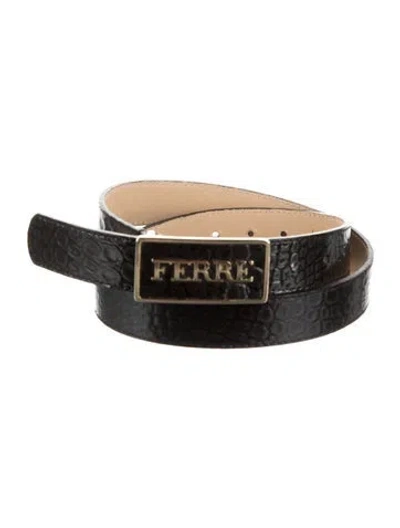 Pre-owned Gianfranco Ferre Embossed Leather Waist Belt In Black