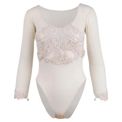 Pre-owned Gianfranco Ferre Embroidered Leotard '90s In Gray