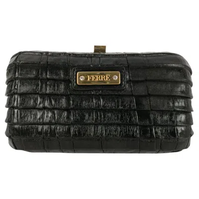 Pre-owned Gianfranco Ferre Gianfranco Ferré Evening Leather Bag Clutch In Black