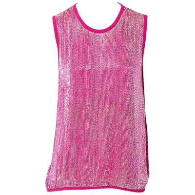 Pre-owned Gianfranco Ferre Ferre Ombréd Bugle Beaded Shell In Pink