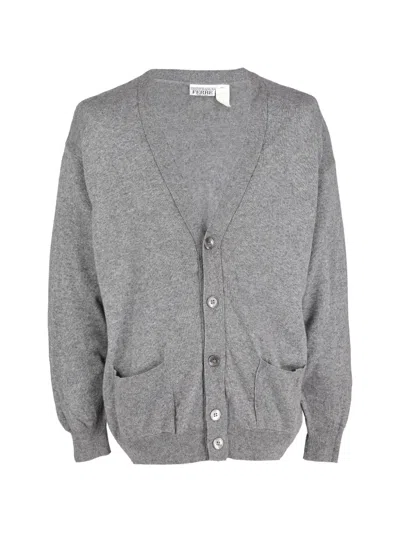 Pre-owned Gianfranco Ferre Fine-knit Cardigan In Gray