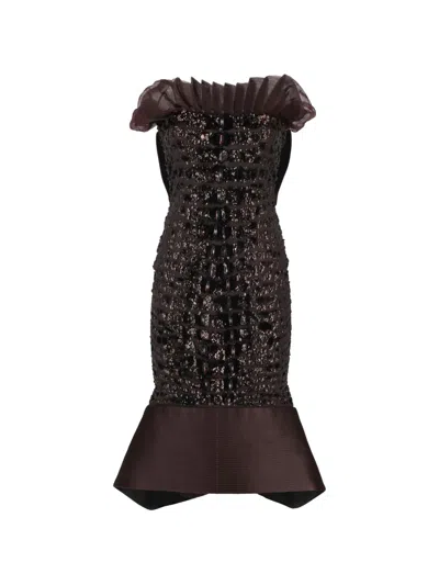 Pre-owned Gianfranco Ferre Flared Dress In Brown