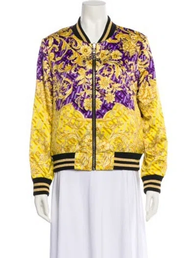 Pre-owned Gianfranco Ferre Floral Print Bomber Jacket In Yellow