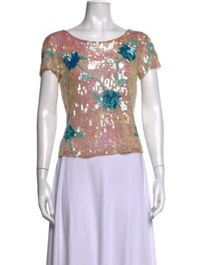 Pre-owned Gianfranco Ferre Floral Print Crew Neck Top In Multicolor