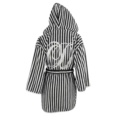 Pre-owned Gianfranco Ferré For Christian Dior S/s 1997 Christian Dior By Gianfranco Ferré Cd Striped Terrycloth Hooded Robe S In Gray