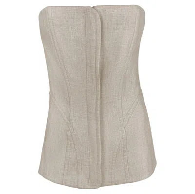 Pre-owned Gianfranco Ferre F/w 1999 Gianfranco Ferré Runway Beige Strapless Corset Boned Top It40 In Brown