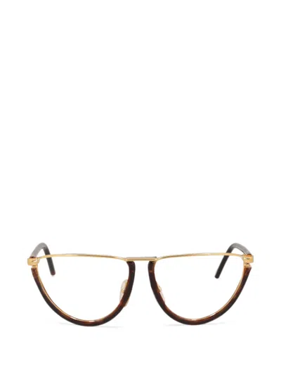 Pre-owned Gianfranco Ferre Geometric-frame Glasses In Gold