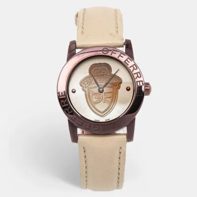 Pre-owned Gianfranco Ferre Gf Ferre Multicolor Pvd Coated Stainless Steel Leather 9085l Women's Wristwatch 32 Mm