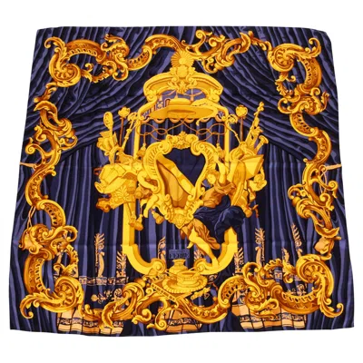 Pre-owned Gianfranco Ferre Gian Franco Ferre' 90s Blue Gold Scarf
