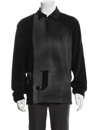Pre-owned Gianfranco Ferre Graphic Print Collar Polo Sweater In Black