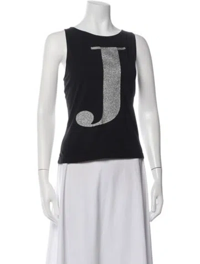 Pre-owned Gianfranco Ferre Graphic Print Crew Neck Top In Black