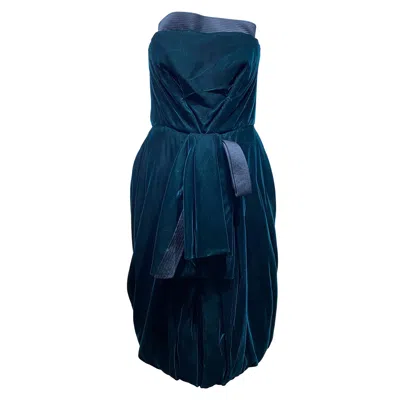 Pre-owned Gianfranco Ferre Gianfranco Ferrè Green Velvet Strapless Cocktail Dress