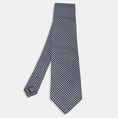 Pre-owned Gianfranco Ferre Grey/blue Checkered Silk Tie In Black