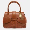 GIANFRANCO FERRE JACQUARD FABRIC AND LEATHER FLAP SATCHEL