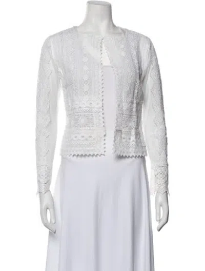 Pre-owned Gianfranco Ferre Lace Pattern Long Sleeve Top In White