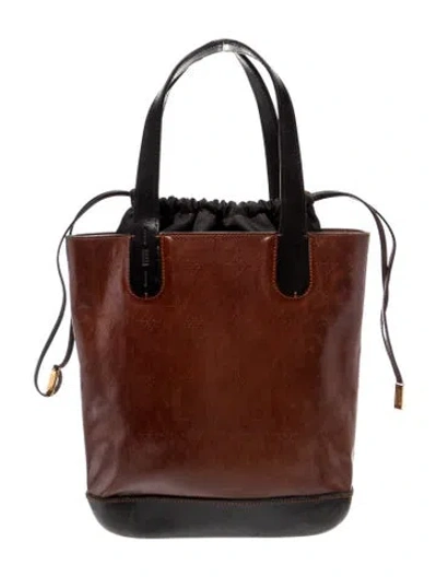 Pre-owned Gianfranco Ferre Leather Bucket Bag In Brown